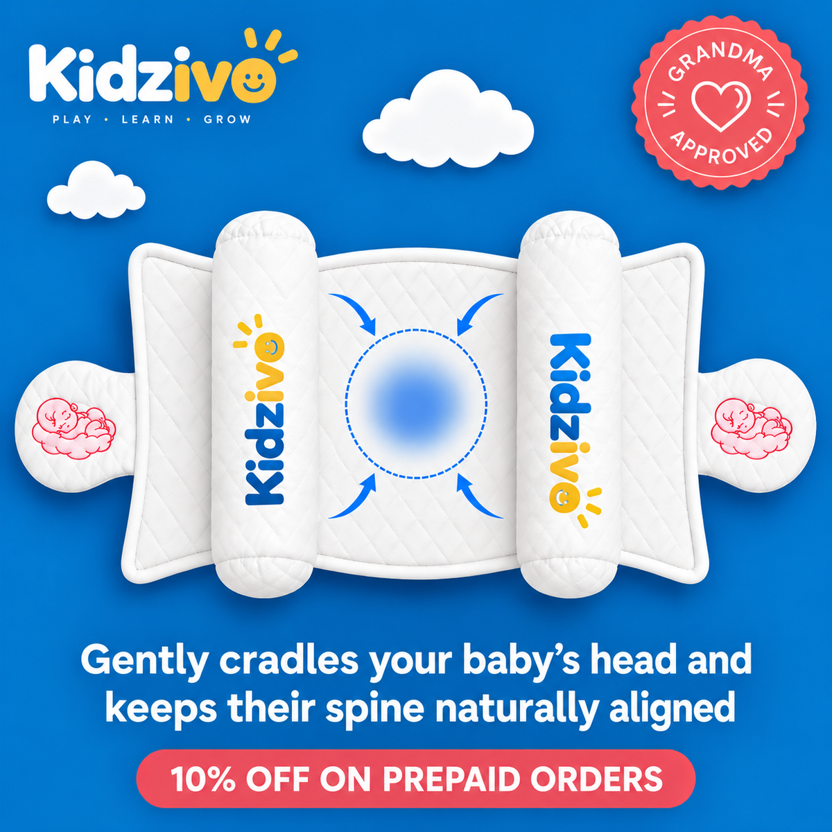 Adjustable Baby Head Support Pillow – 4-Zone Adjustable Design