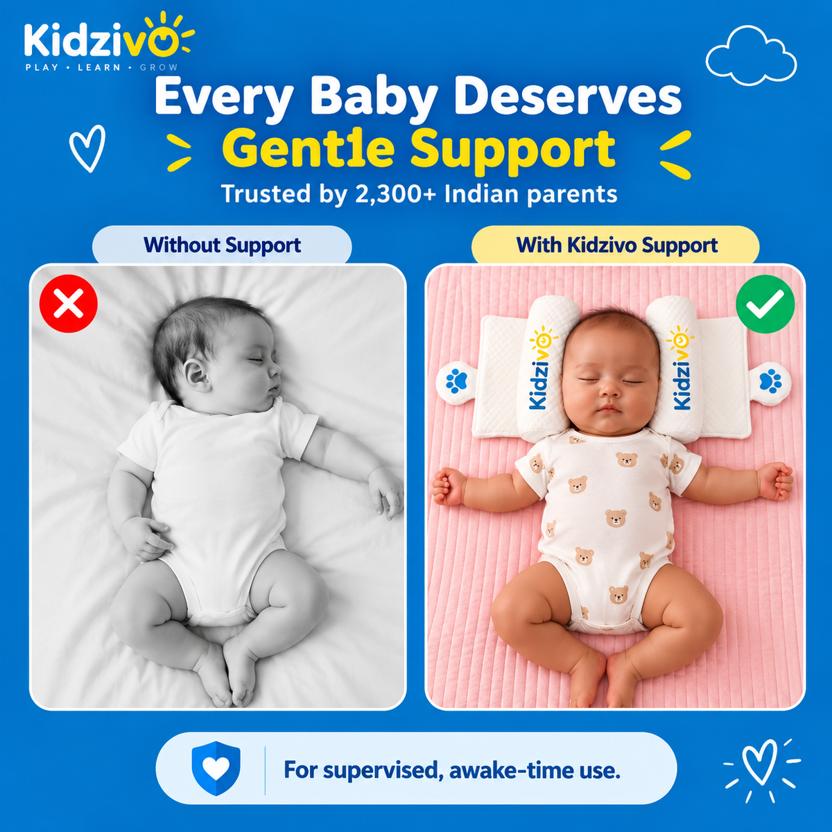 Adjustable Baby Head Support Pillow – 4-Zone Adjustable Design