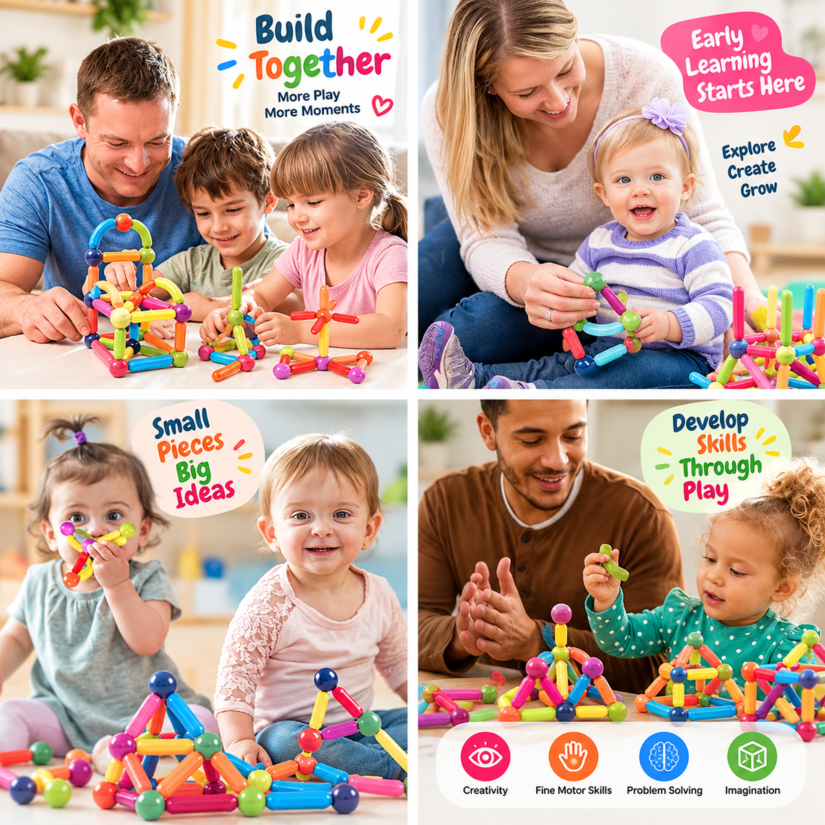 Magnetic Building Blocks Construction Set – Creative STEM Learning Toy