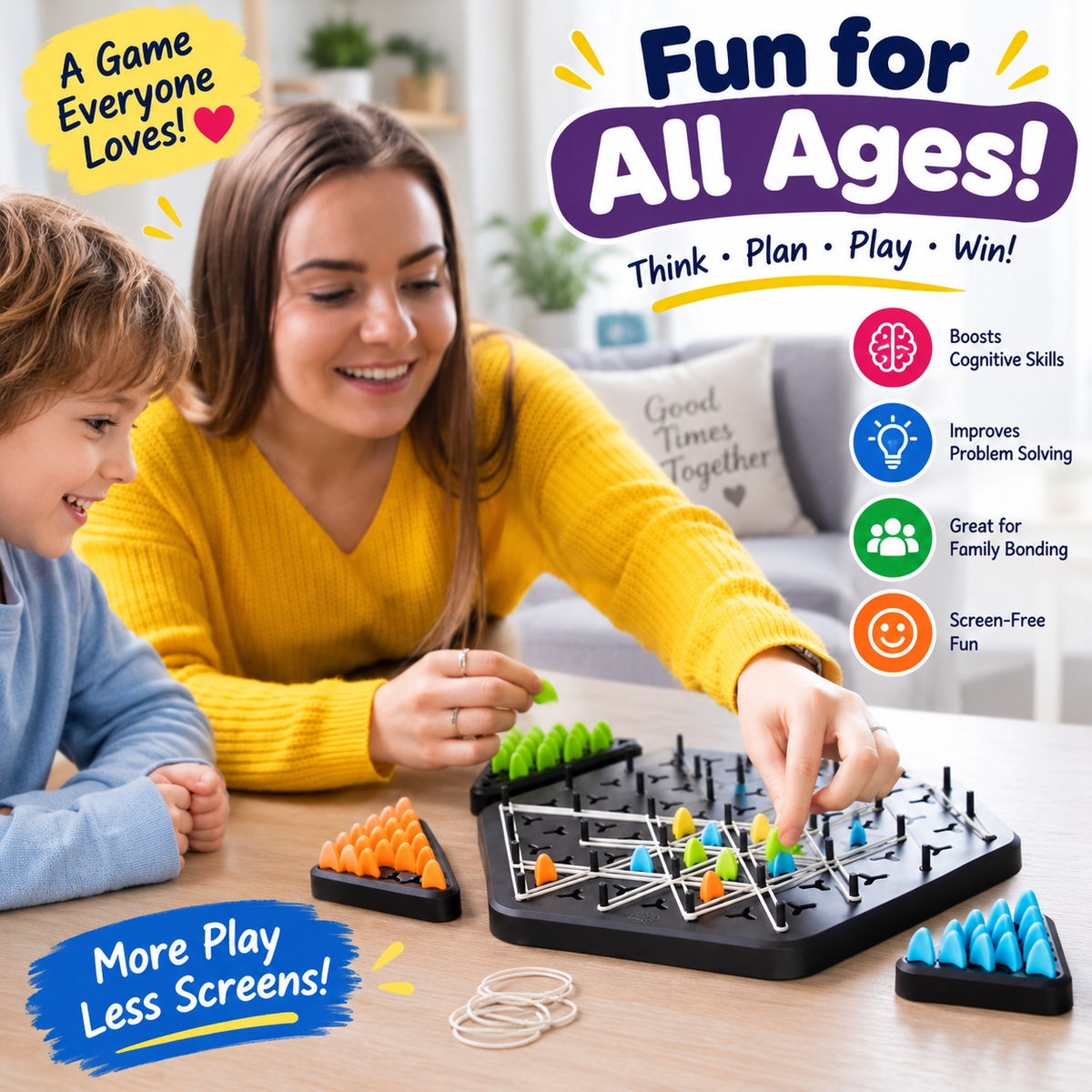 Triangle Rubber Strategy Game – 2 to 4 Player Brain Game